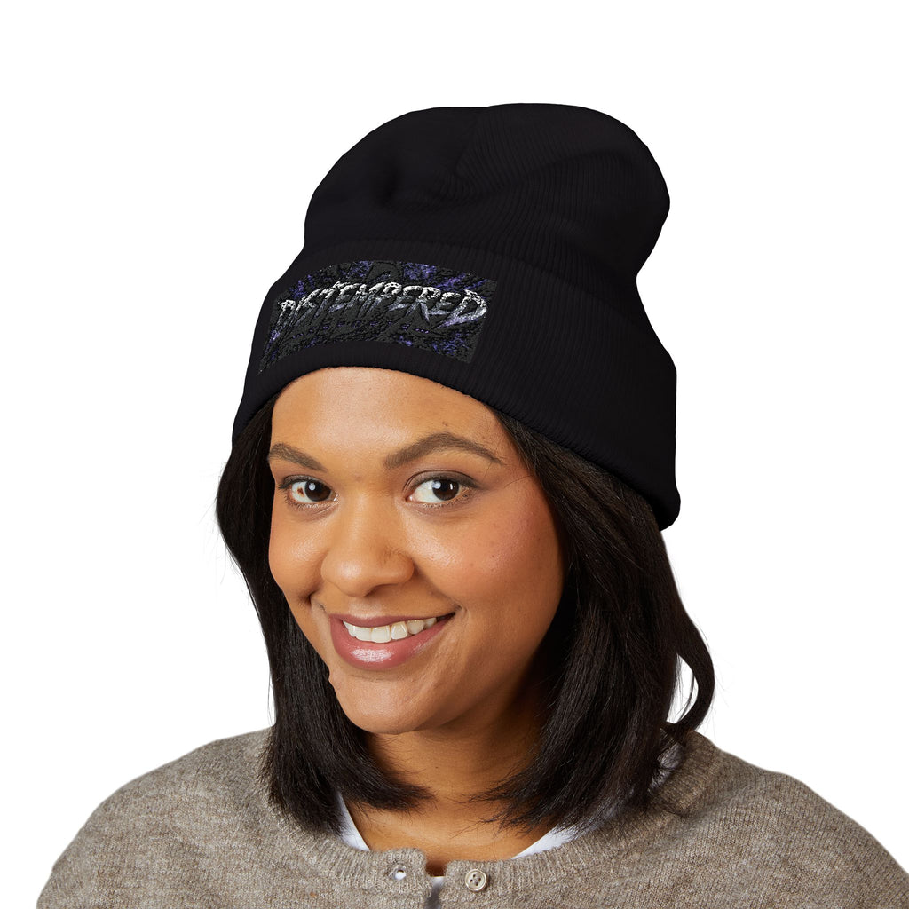 Distempered Embroidered Cuffed Beanie