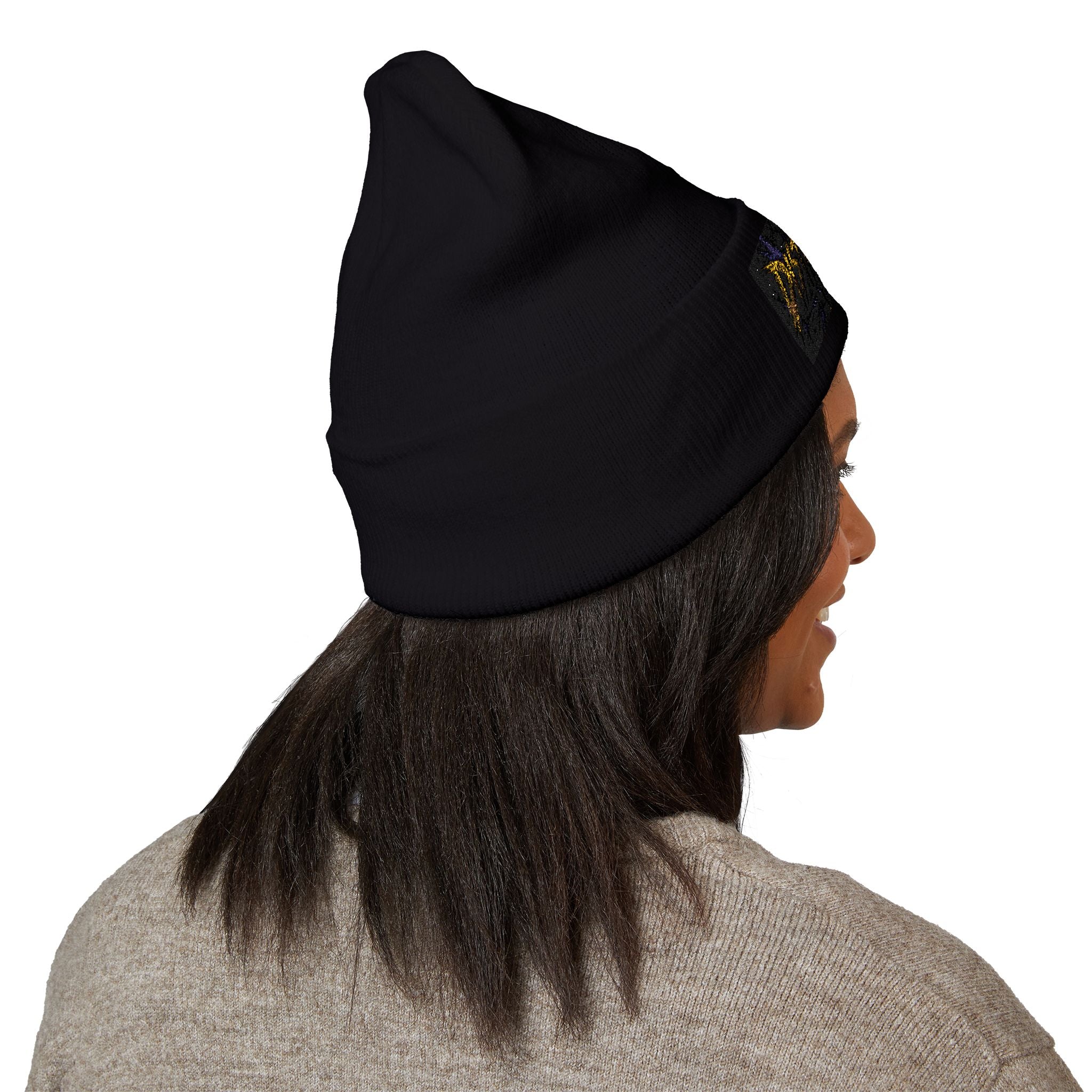 Distempered Embroidered Cuffed Beanie