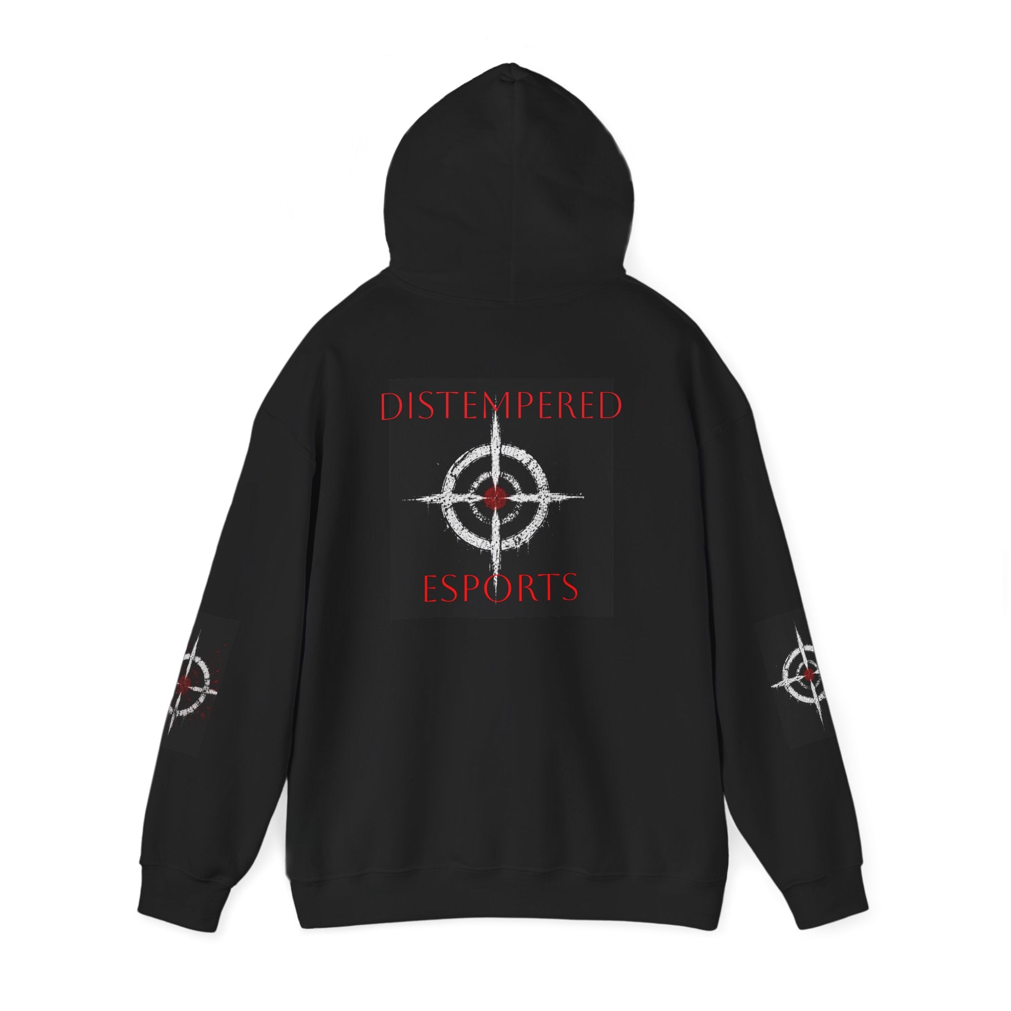 Distempered Esports Hoodie — Black Gaming Logo Pullover