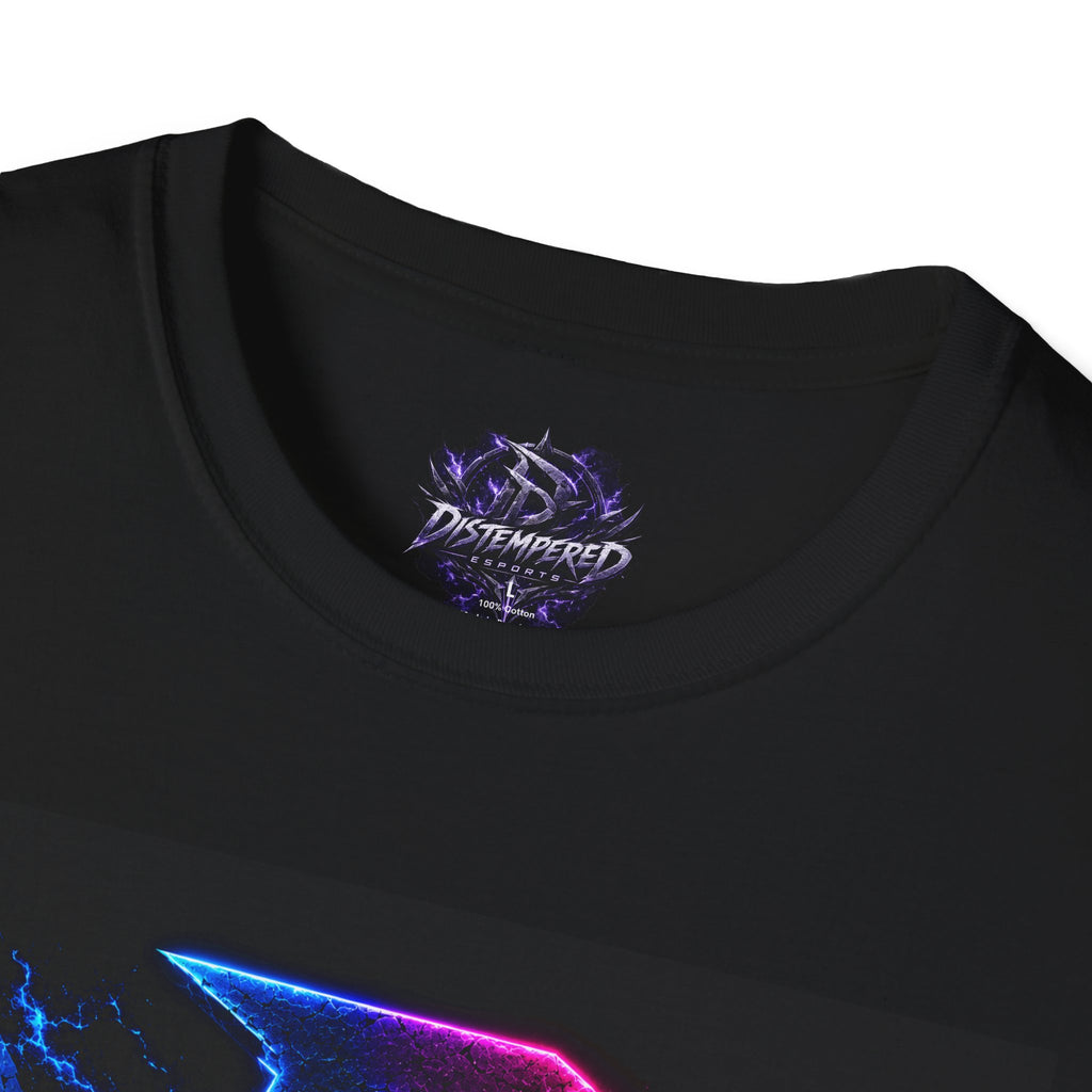 Esports T‑Shirt — Distempered Retro Neon Logo Tee