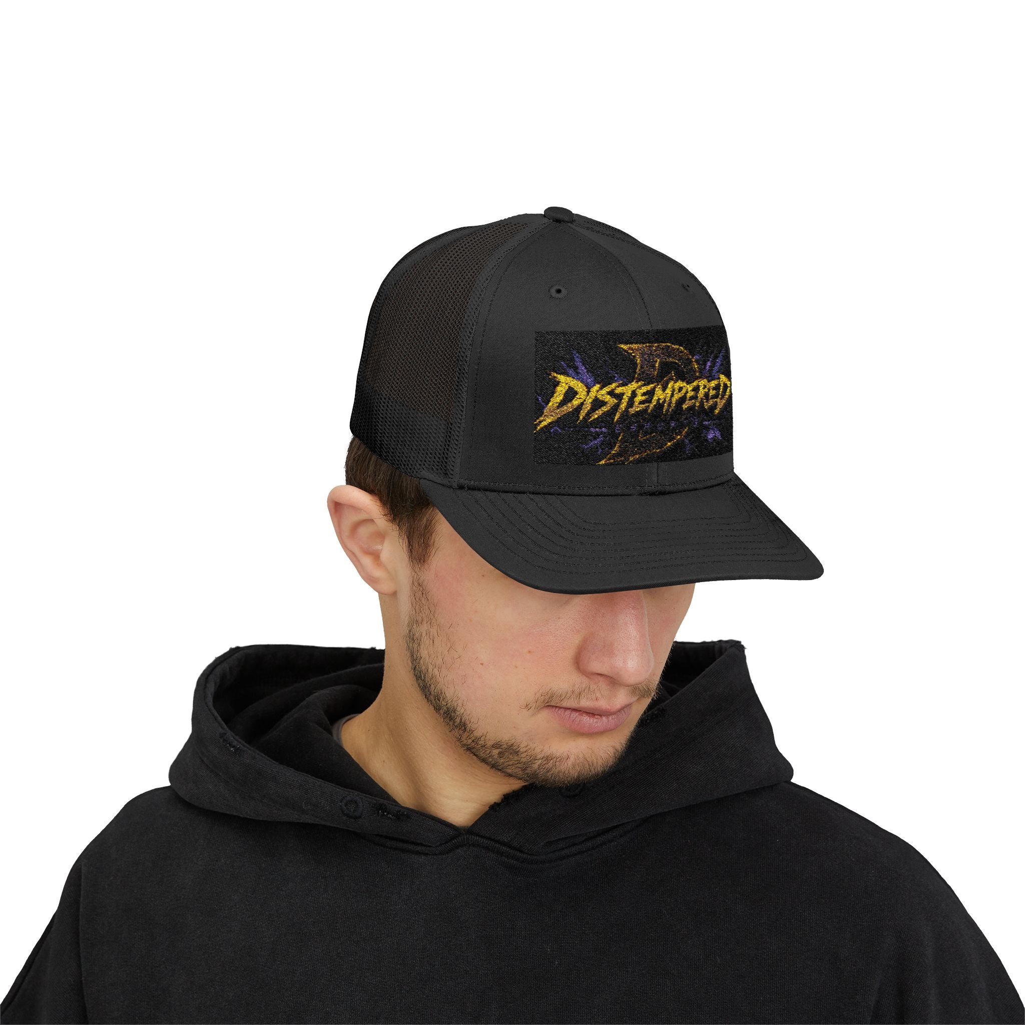 Retro Vaporwave Trucker Cap — 'Deathwish' Neon Shark Snapback
