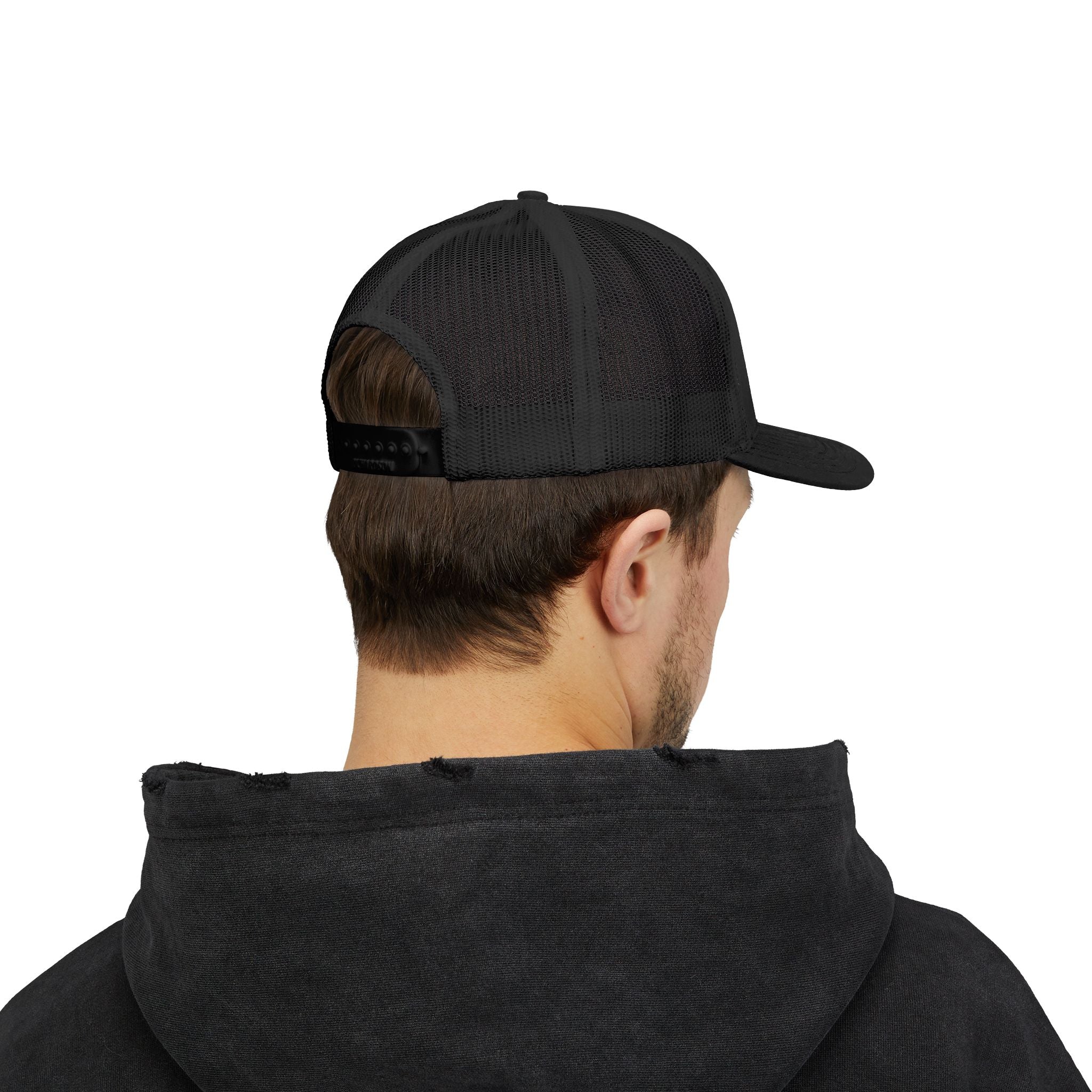 Retro Vaporwave Trucker Cap — 'Deathwish' Neon Shark Snapback