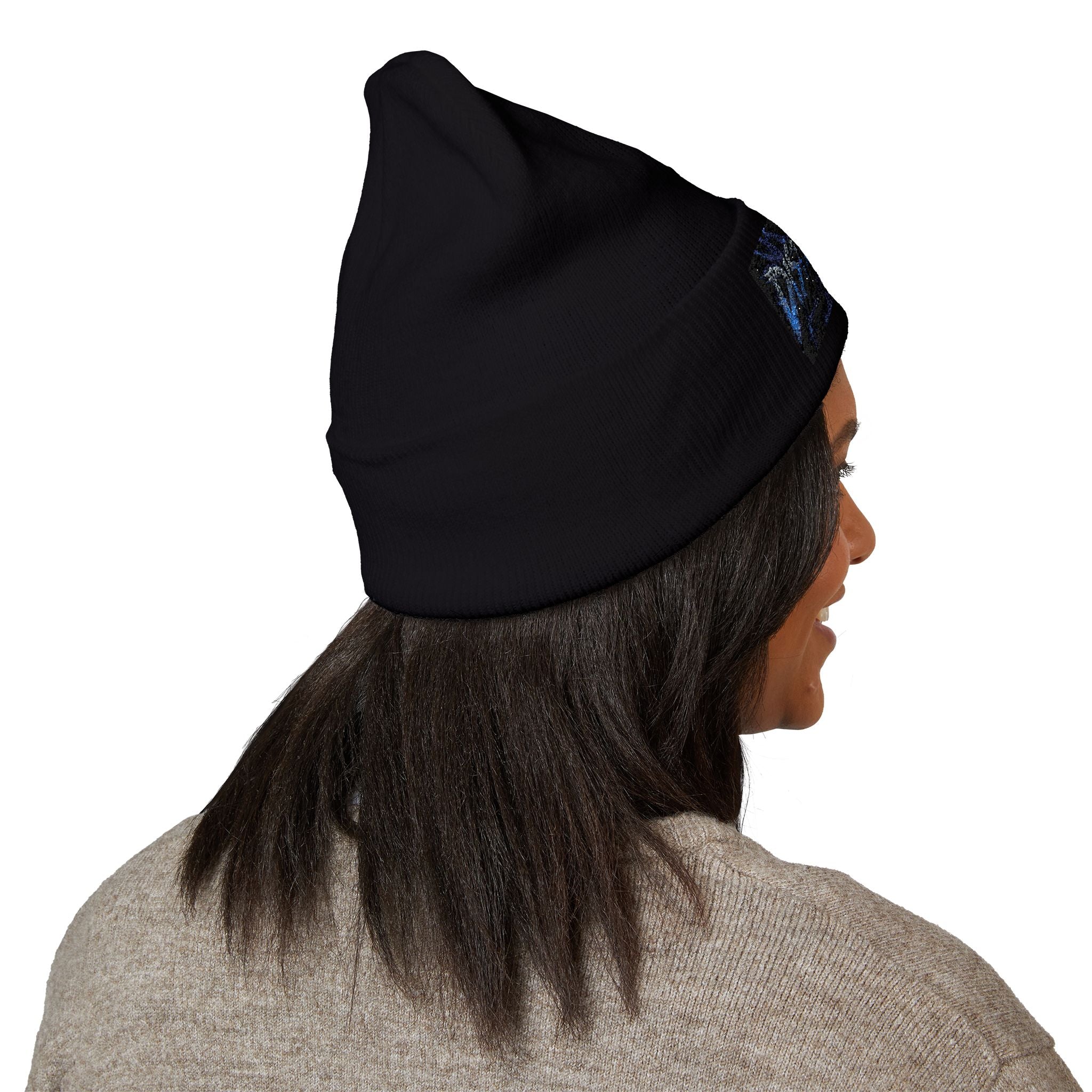 Distempered Embroidered Cuffed Beanie